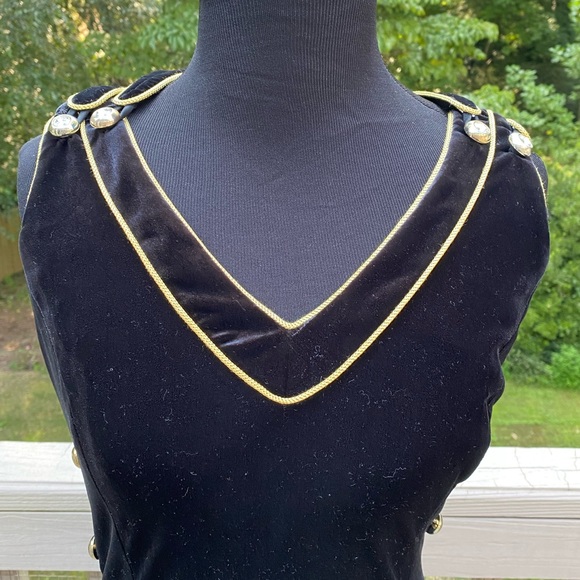 Vintage 90s Velvet Criss Cross Back  Slinky Gown - Picture 5 of 10